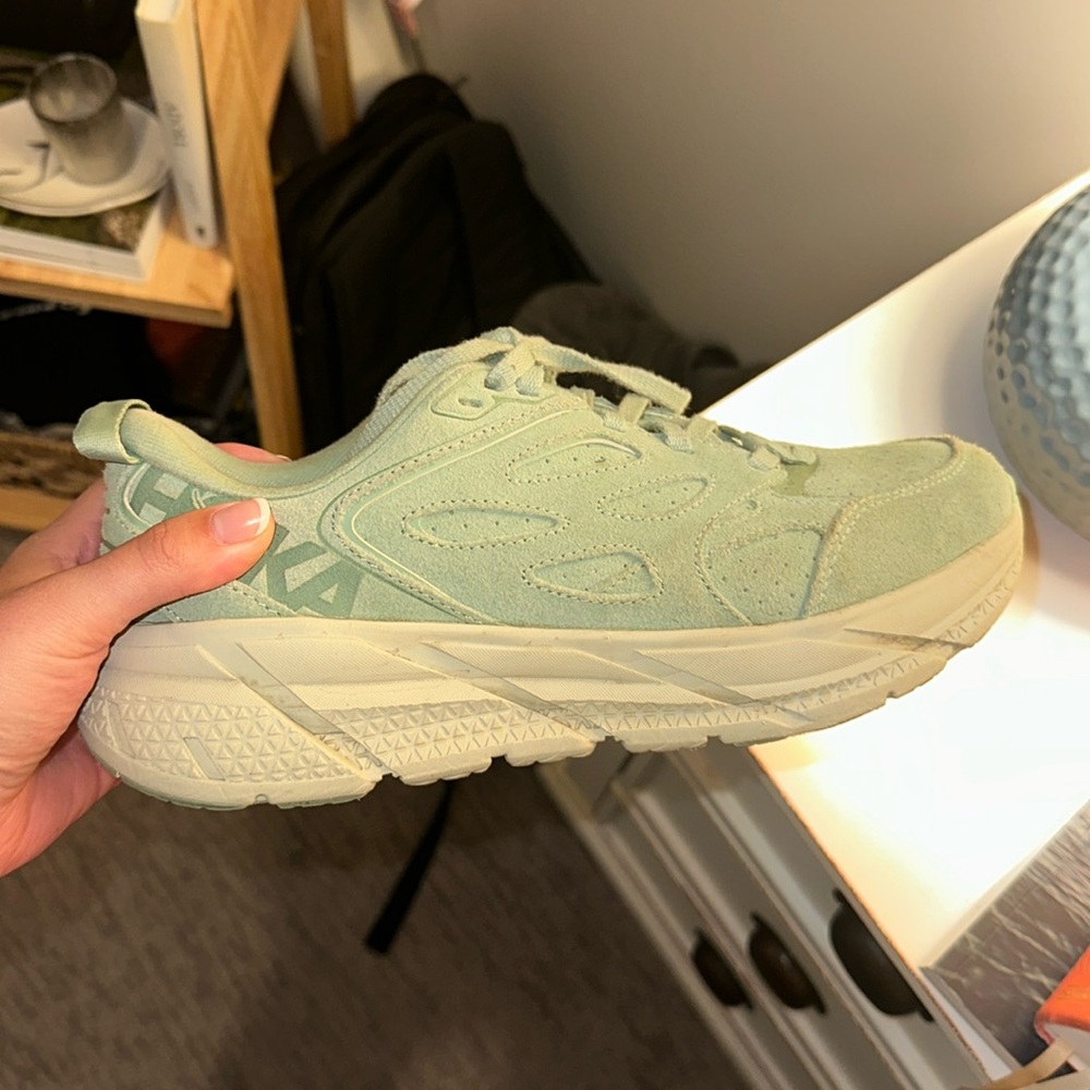 Green Suede Clifton Hokas US 8.5